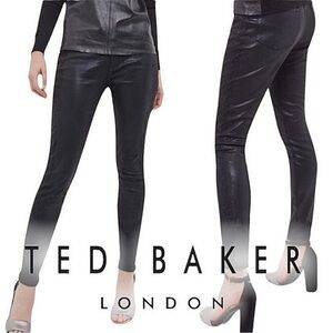 Ted Baker London Renna Wax Coated Shimmer Skinny Jeans with Lace Trim Sides 27
